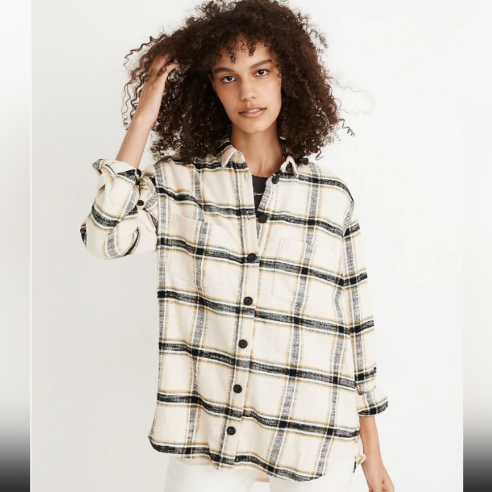 Madewell Plaid Oversized Ex Boyfriend in Caney Plaid Shirt Jacket XXS